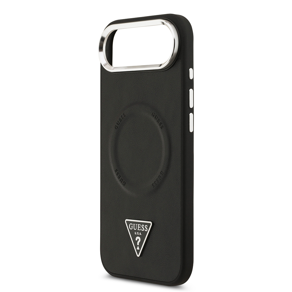 Apple iPhone 17 Air Uyumlu Kılıf Guess Orjinal Lisanslı M-safe Şarj Özellikli PU Deri Metal Kamera Çerçeveli Üçgen Logolu Kapak - 5