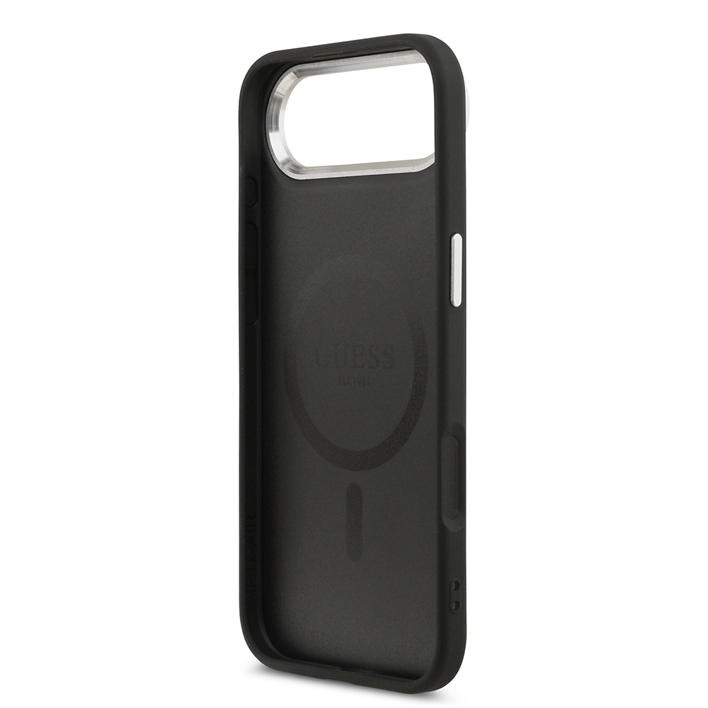 Apple iPhone 17 Air Uyumlu Kılıf Guess Orjinal Lisanslı M-safe Şarj Özellikli PU Deri Metal Kamera Çerçeveli Üçgen Logolu Kapak - 6
