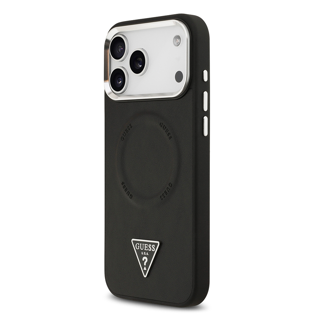 Apple iPhone 17 Pro Uyumlu Kılıf Guess Orjinal Lisanslı M-safe Şarj Özellikli PU Deri Metal Kamera Çerçeveli Üçgen Logolu Kapak - 1