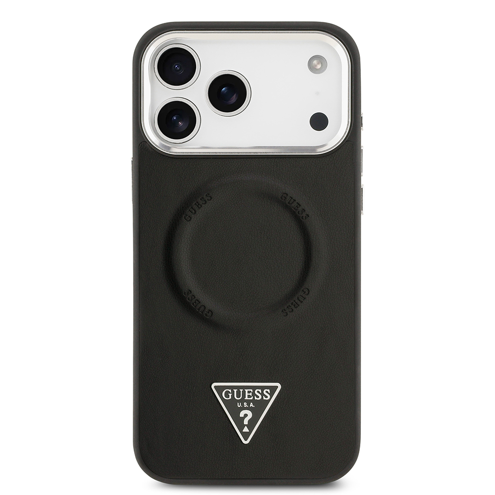 Apple iPhone 17 Pro Uyumlu Kılıf Guess Orjinal Lisanslı M-safe Şarj Özellikli PU Deri Metal Kamera Çerçeveli Üçgen Logolu Kapak - 2