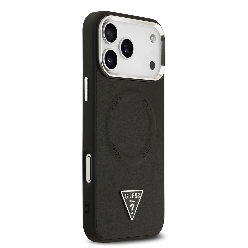 Apple iPhone 17 Pro Uyumlu Kılıf Guess Orjinal Lisanslı M-safe Şarj Özellikli PU Deri Metal Kamera Çerçeveli Üçgen Logolu Kapak - 3