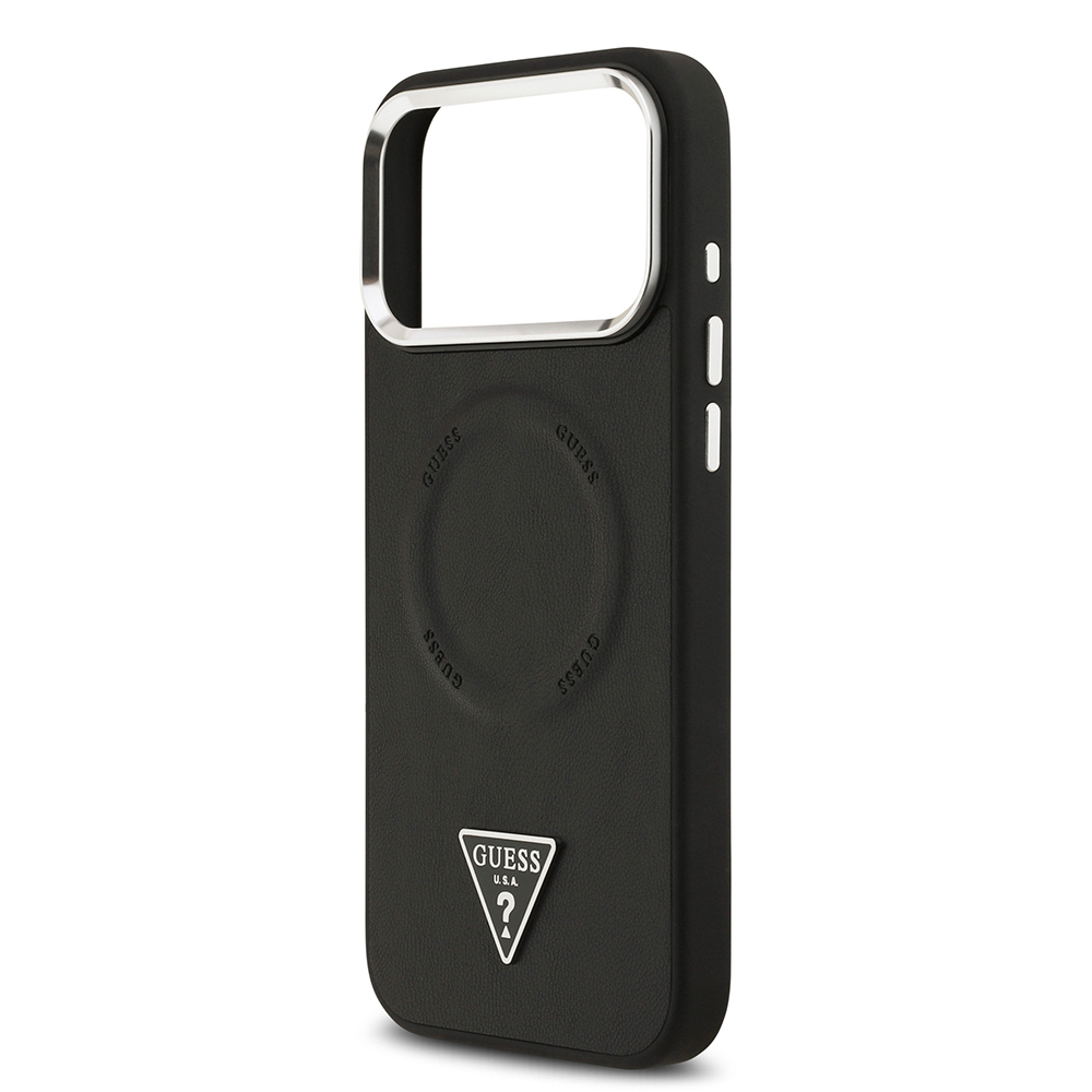 Apple iPhone 17 Pro Uyumlu Kılıf Guess Orjinal Lisanslı M-safe Şarj Özellikli PU Deri Metal Kamera Çerçeveli Üçgen Logolu Kapak - 5