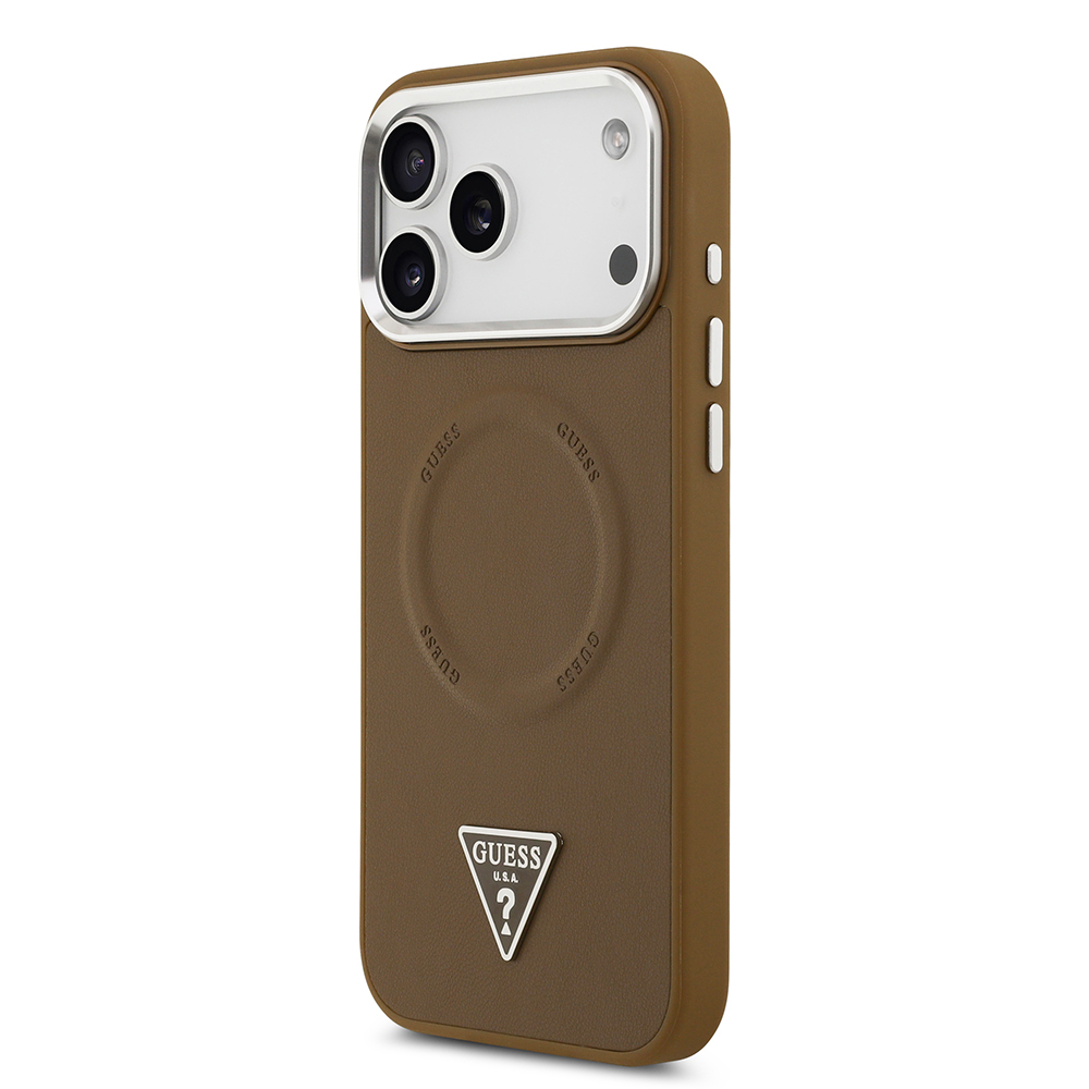 Apple iPhone 17 Pro Uyumlu Kılıf Guess Orjinal Lisanslı M-safe Şarj Özellikli PU Deri Metal Kamera Çerçeveli Üçgen Logolu Kapak - 8