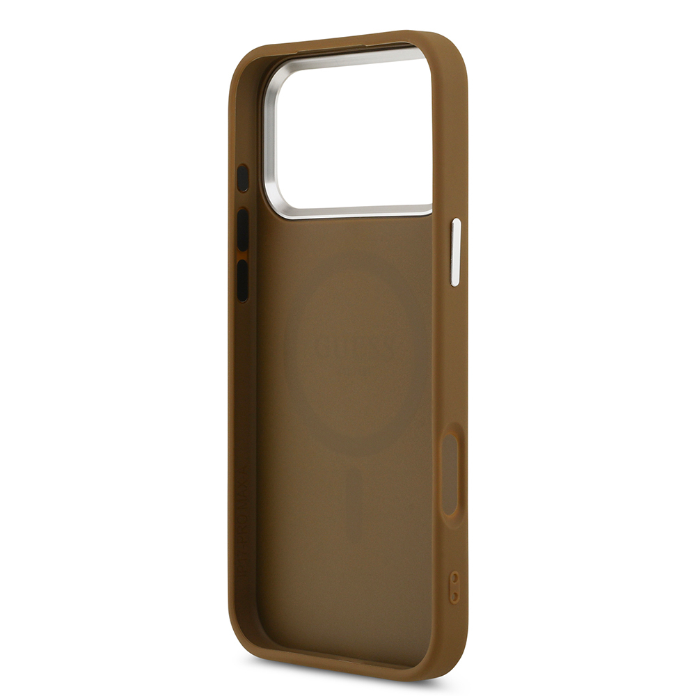 Apple iPhone 17 Pro Max Uyumlu Kılıf Guess Orjinal Lisanslı M-safe Şarj Özellikli PU Deri Metal Kamera Çerçeveli Üçgen Logolu Kapak - 13