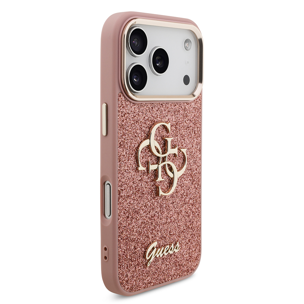 Apple iPhone 17 Pro Uyumlu Kılıf Guess Orjinal Lisanslı 4G Büyük Metal Kamera Çerçeveli ve Logolu Glitter Kapak - 17