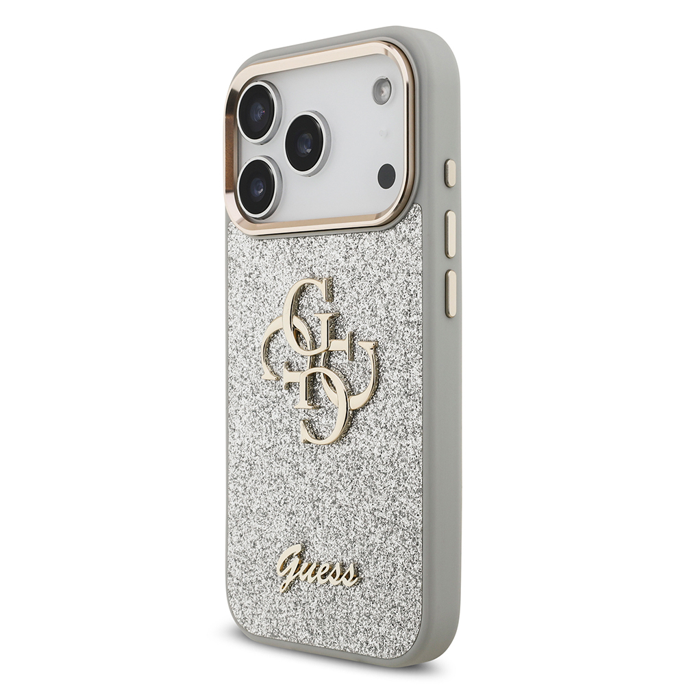 Apple iPhone 17 Pro Uyumlu Kılıf Guess Orjinal Lisanslı 4G Büyük Metal Kamera Çerçeveli ve Logolu Glitter Kapak - 22