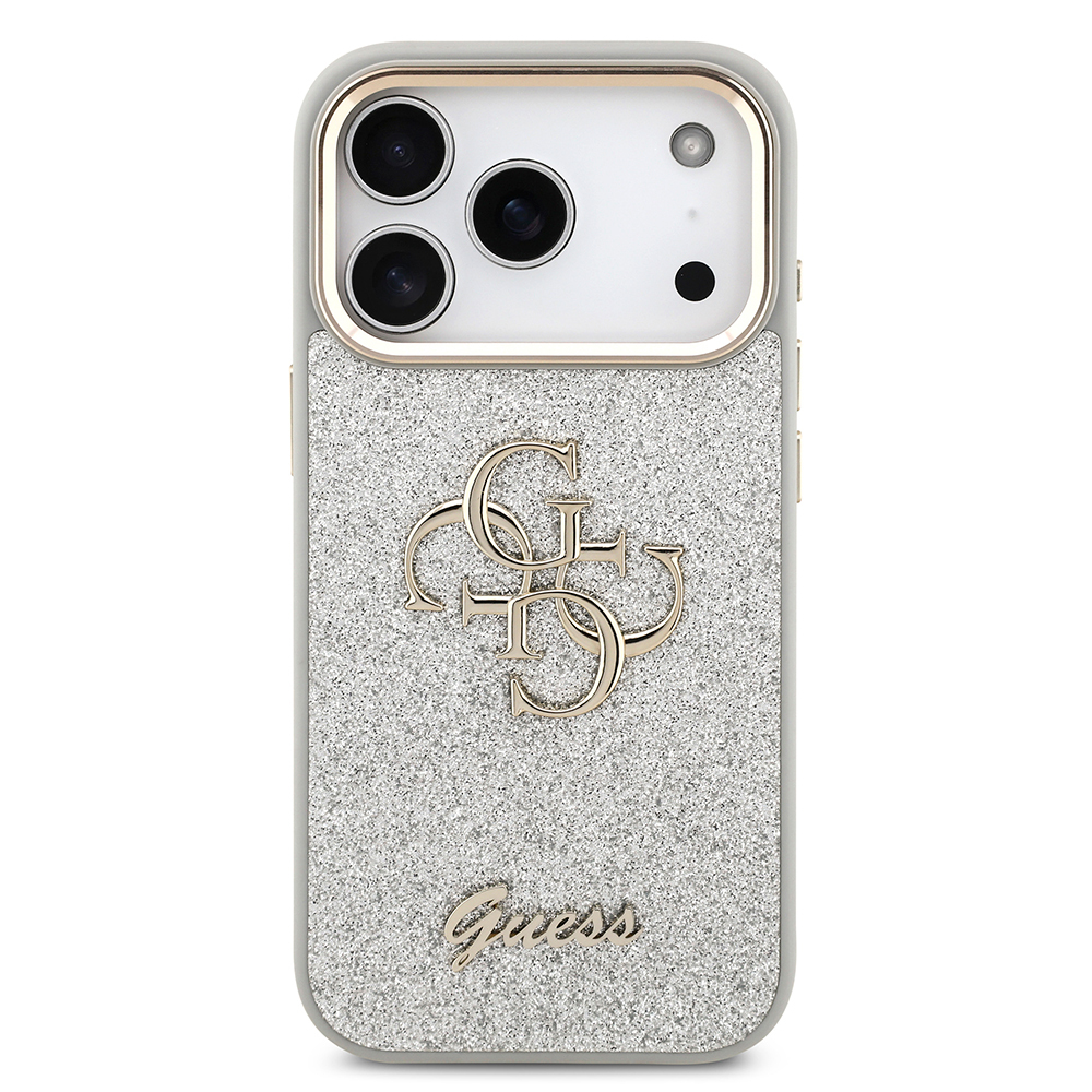 Apple iPhone 17 Pro Uyumlu Kılıf Guess Orjinal Lisanslı 4G Büyük Metal Kamera Çerçeveli ve Logolu Glitter Kapak - 23