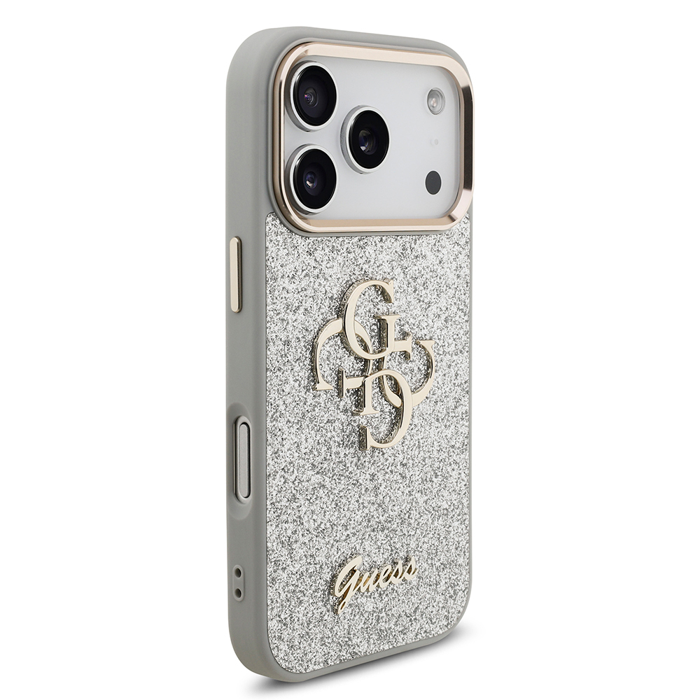 Apple iPhone 17 Pro Uyumlu Kılıf Guess Orjinal Lisanslı 4G Büyük Metal Kamera Çerçeveli ve Logolu Glitter Kapak - 24