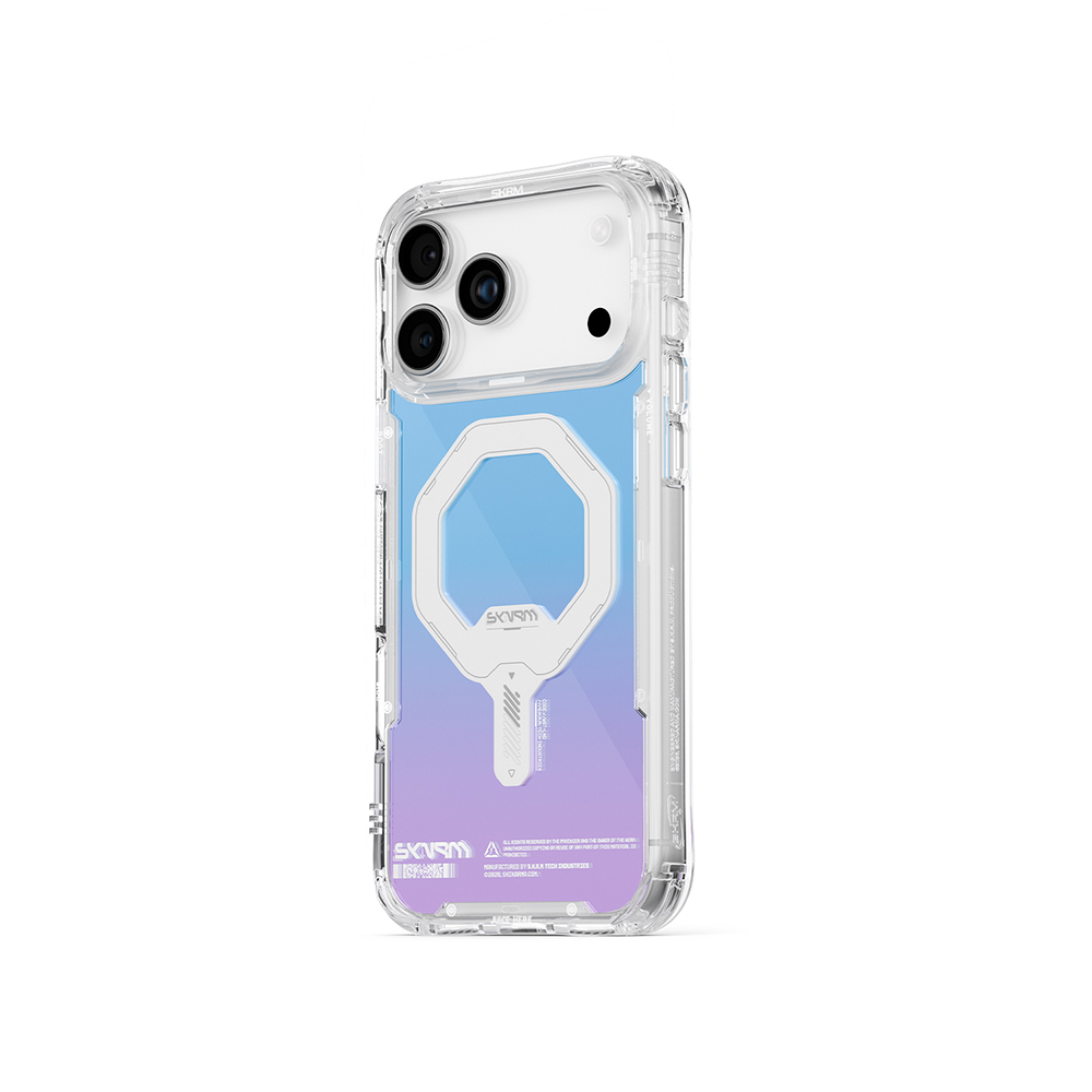 Apple iPhone 17 Pro Max Uyumlu Kılıf Skinarma M-Safe Şarj Özellikli IML Baskılı Holografik MYST Kapak - 1