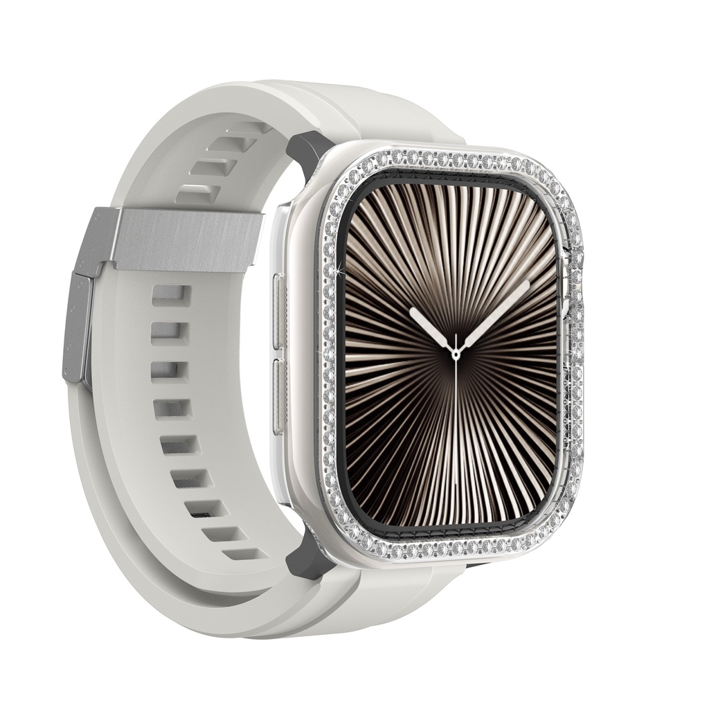 Apple Watch 10 42mm Uyumlu Amazingthing Gleam Fit FullGuard Taşlı Sert PC Kasa ve Ekran Koruyucu - 3