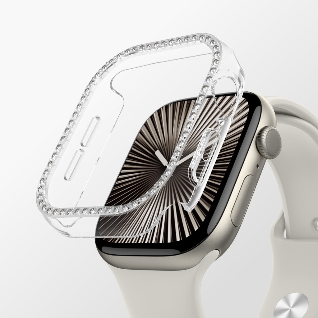 Apple Watch 10 42mm Uyumlu Amazingthing Gleam Fit FullGuard Taşlı Sert PC Kasa ve Ekran Koruyucu - 6