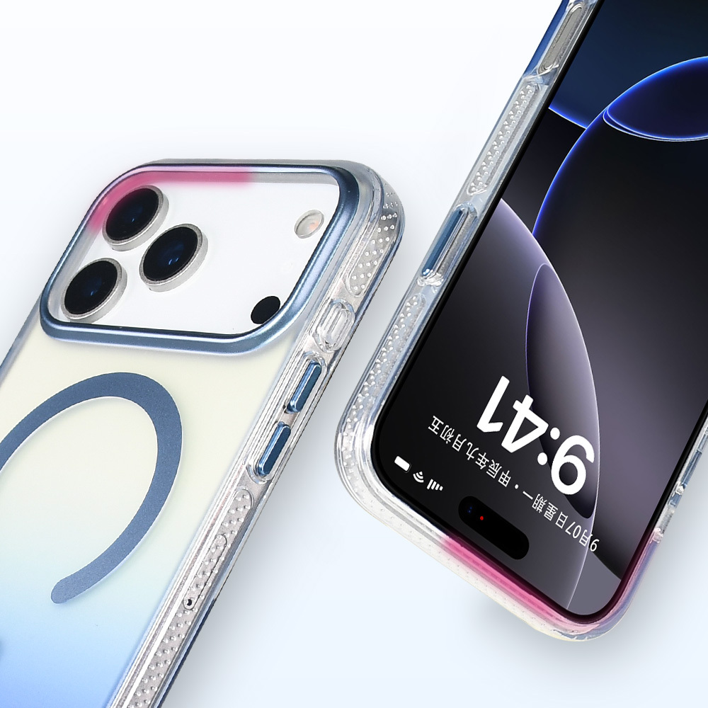 Apple iPhone 17 Pro Max Uyumlu Kılıf M-safe Şarj Özellikli Transparan Renk Geçişli Zore Toros Kapak - 16