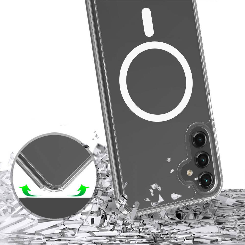 Samsung Galaxy S25 Uyumlu FE Kılıf M-safe Şarj Özellikli Şeffaf Sert PC Zore Embos Kapak - 3