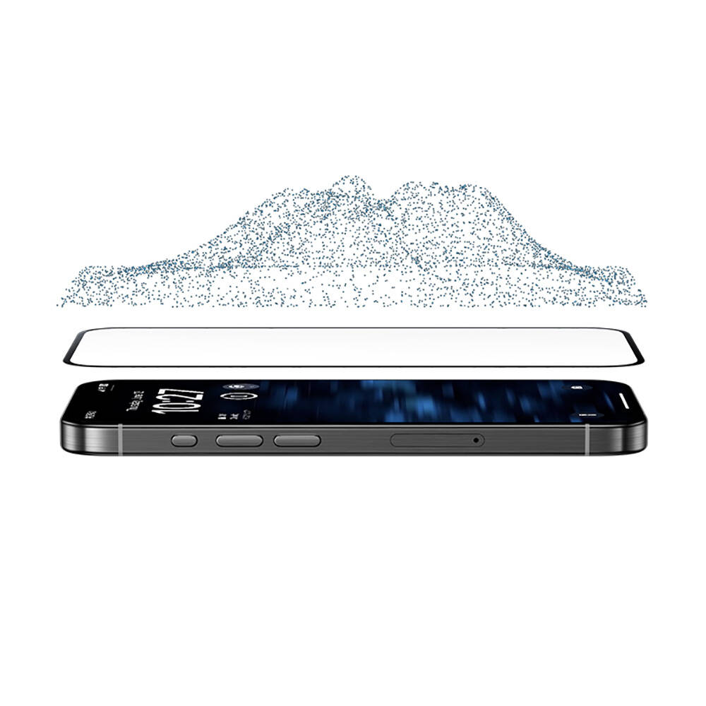 Apple iPhone 16 Pro Uyumlu Benks Glass Warrior Safir Coating 0.9mm Kenarları Dayanıklaştırılmış Cam Ekran Koruyucu + Kolay Uygulama Aparatı - 1