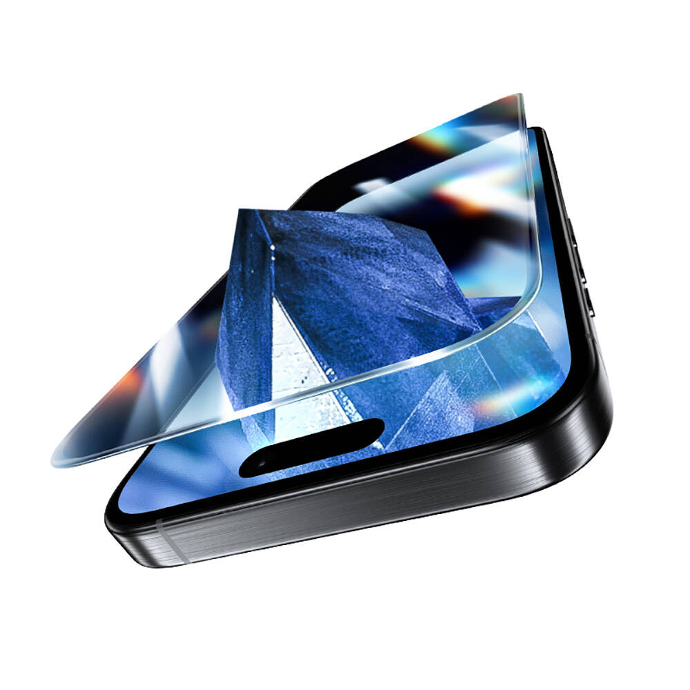 Apple iPhone 16 Pro Uyumlu Benks Glass Warrior Safir Coating 0.9mm Kenarları Dayanıklaştırılmış Cam Ekran Koruyucu + Kolay Uygulama Aparatı - 2