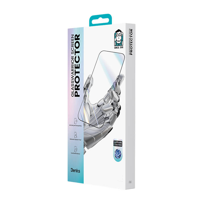 Apple iPhone 16 Pro Uyumlu Benks Glass Warrior Safir Coating 0.9mm Kenarları Dayanıklaştırılmış Cam Ekran Koruyucu + Kolay Uygulama Aparatı - 10