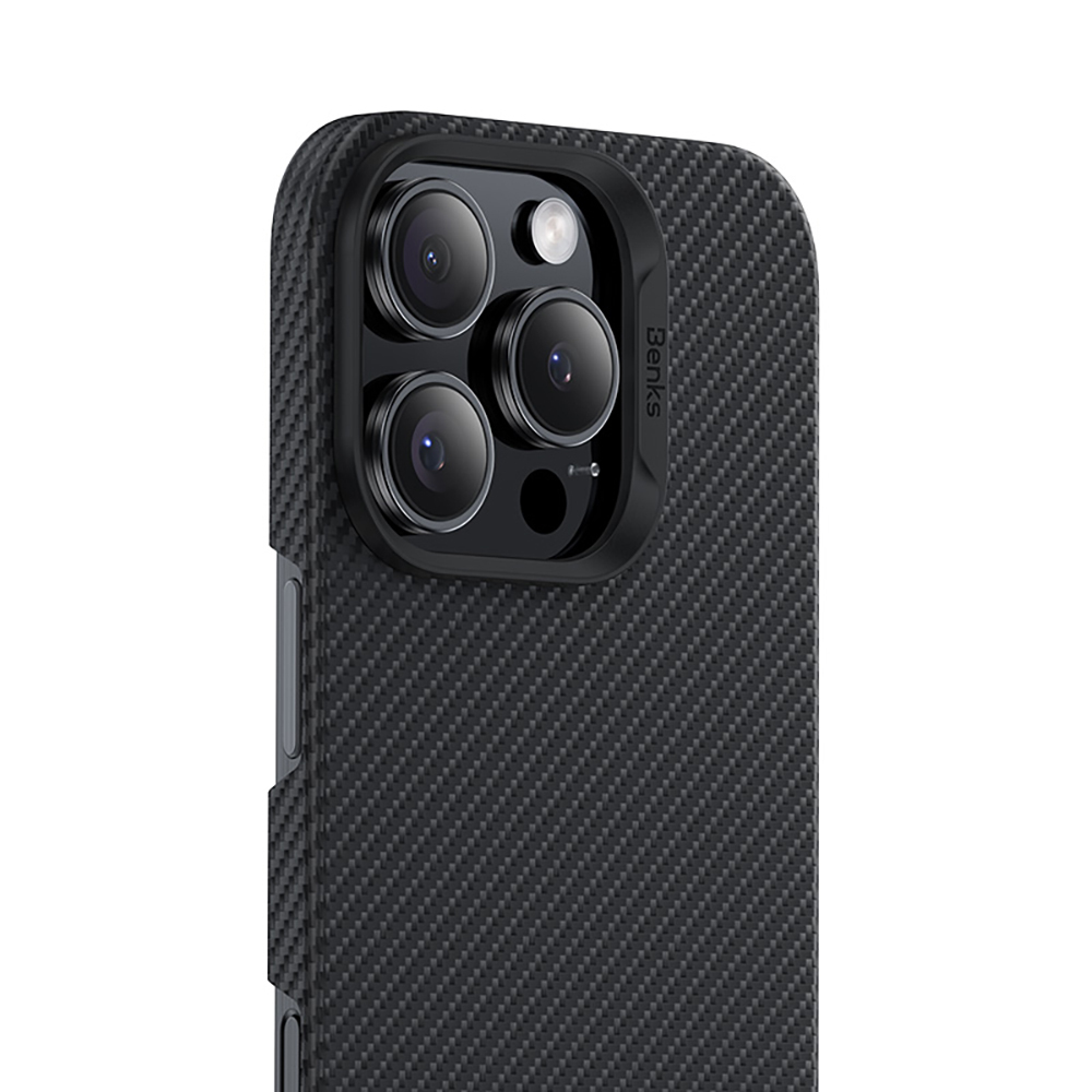 Apple iPhone 16 Pro Uyumlu Kılıf Benks M-safe Şarj Özellikli Metal Kamera Çerçeveli Magnetik ArmorAir 600D Kevlar Fiber Kapak - 2