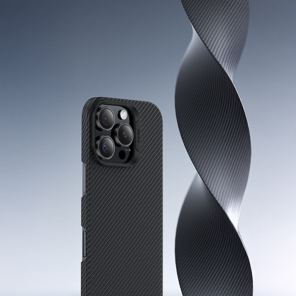 Apple iPhone 16 Pro Uyumlu Kılıf Benks M-safe Şarj Özellikli Metal Kamera Çerçeveli Magnetik ArmorAir 600D Kevlar Fiber Kapak - 6