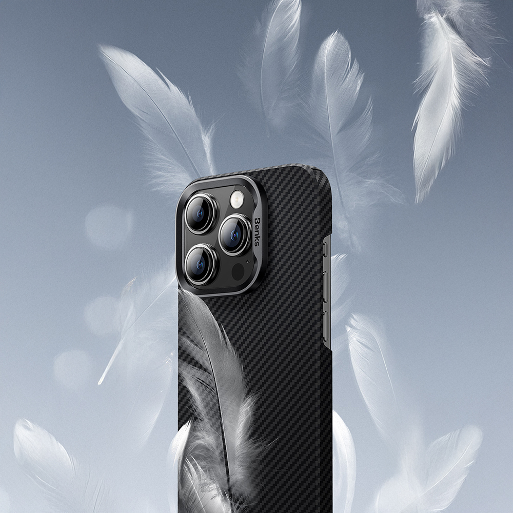 Apple iPhone 16 Pro Uyumlu Kılıf Benks M-safe Şarj Özellikli Metal Kamera Çerçeveli Magnetik ArmorAir 600D Kevlar Fiber Kapak - 8