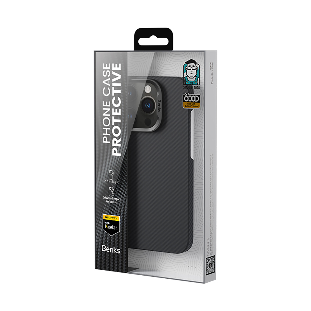 Apple iPhone 16 Pro Uyumlu Kılıf Benks M-safe Şarj Özellikli Metal Kamera Çerçeveli Magnetik ArmorAir 600D Kevlar Fiber Kapak - 12