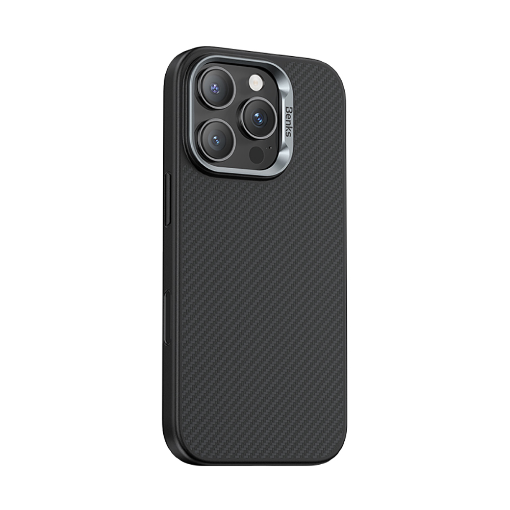 Apple iPhone 16 Pro Max Uyumlu Kılıf Karbon Fiber M-safe Şarj Özellikli Kamera Kontrol Butonlu Benks Hybrid ArmorPro 600D Kevlar Kapak - 1