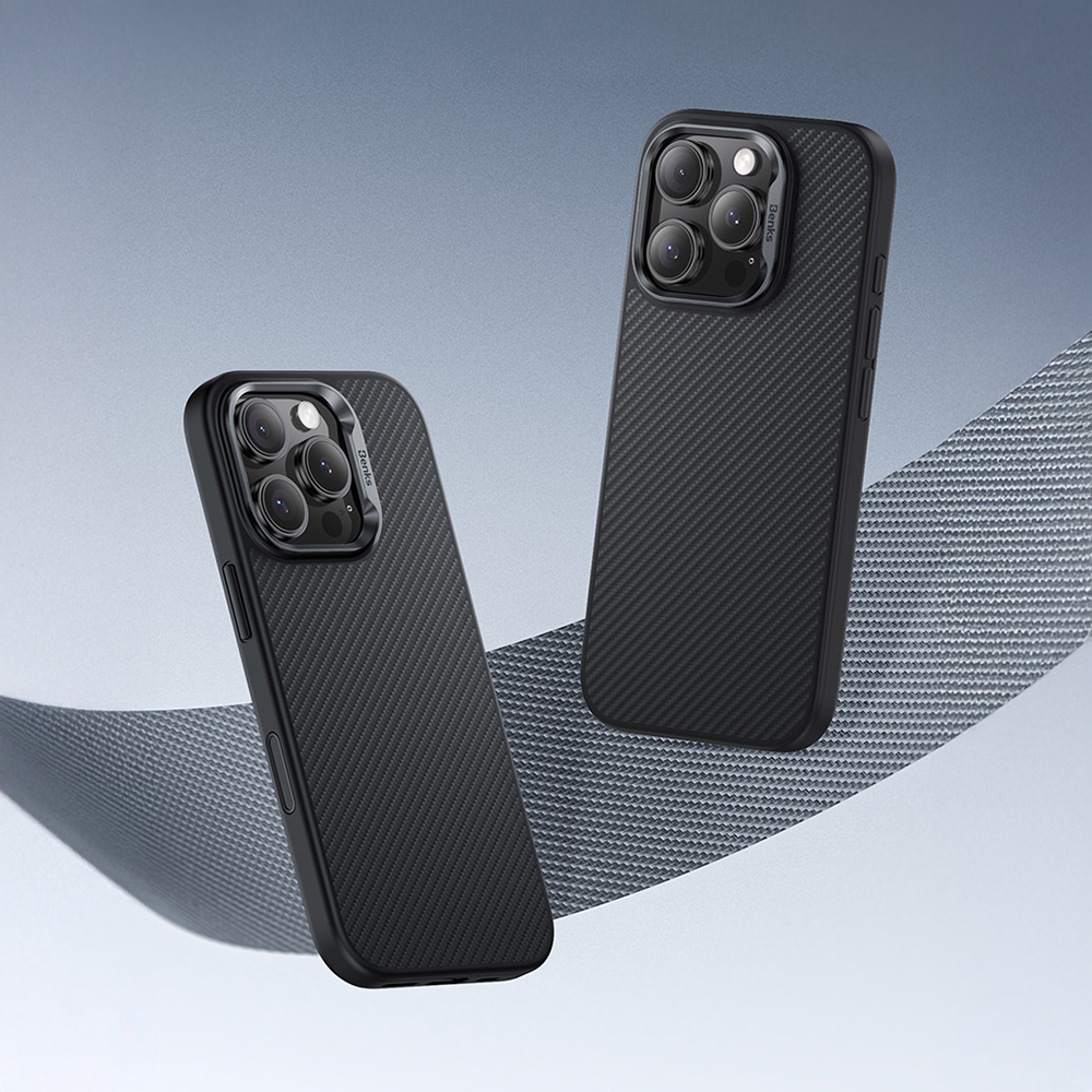 Apple iPhone 16 Pro Max Uyumlu Kılıf Karbon Fiber M-safe Şarj Özellikli Kamera Kontrol Butonlu Benks Hybrid ArmorPro 600D Kevlar Kapak - 4