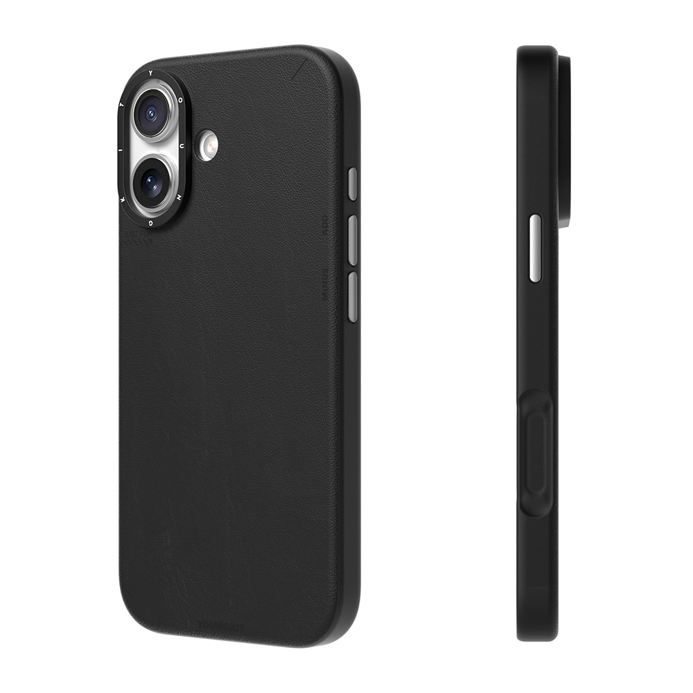 Apple iPhone 17 Uyumlu Kılıf M-safe Şarj Özellikli Basit Mat Deri Desenli Youngkit Tech Fashion Serisi Kapak - 1