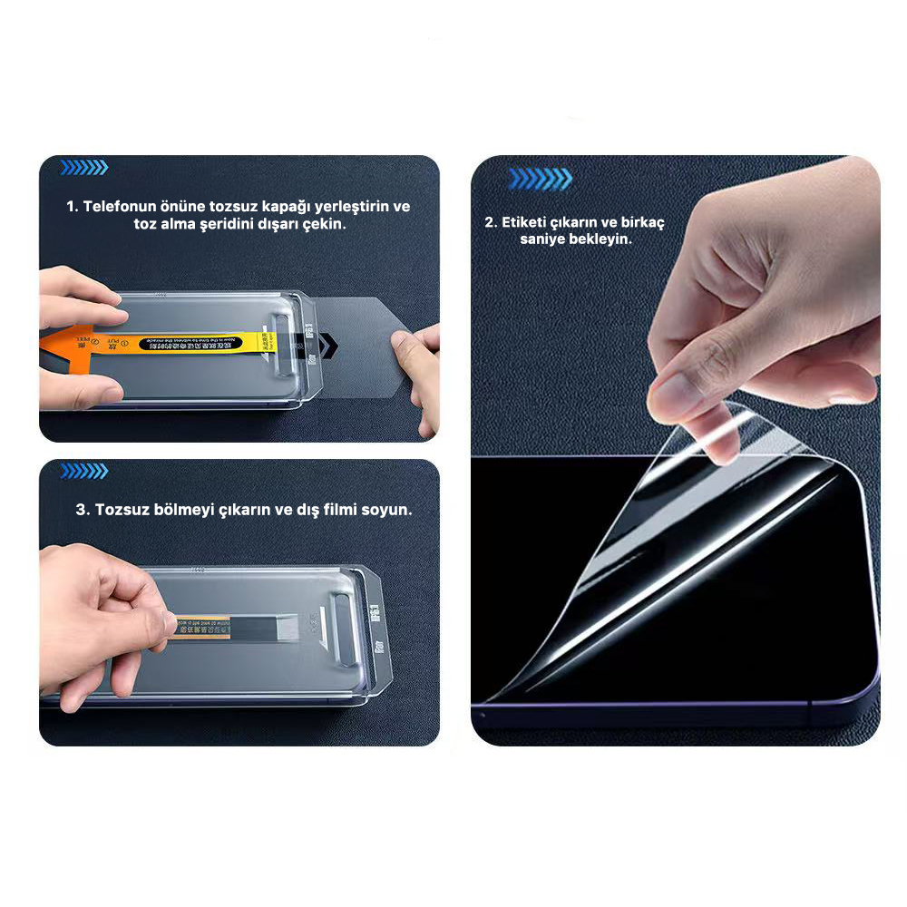 Apple iPhone 14 Pro Max Uyumlu Zore 3D Oliv HD Temperli Cam Ekran Koruyucu + Kolay Uygulama Aparatı - 5