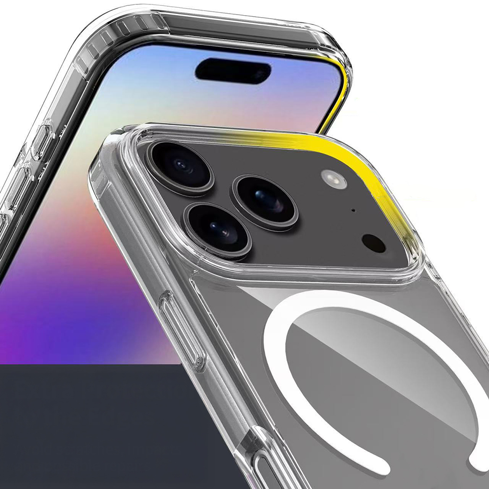 Apple iPhone 17 Pro Uyumlu Kılıf M-safe Şarj Özellikli Şeffaf Sert PC Zore Embos Kapak - 1