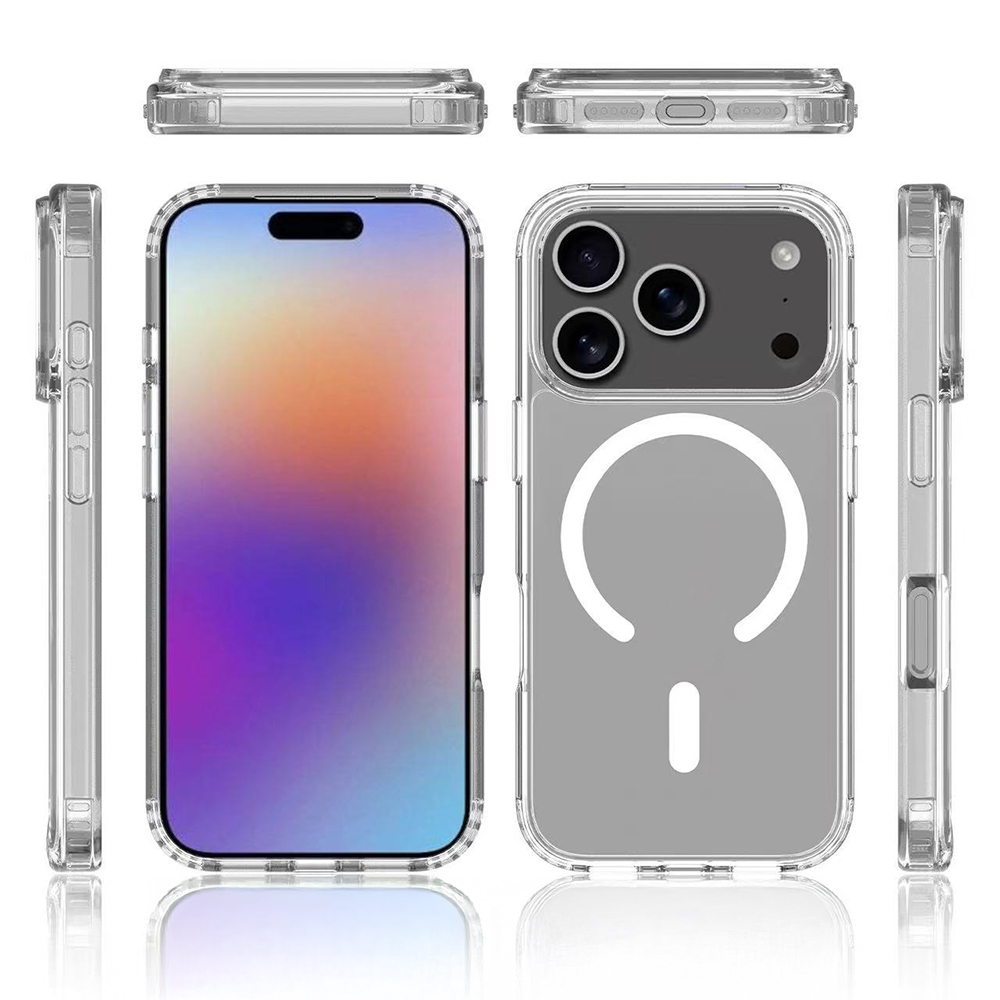 Apple iPhone 17 Pro Uyumlu Kılıf M-safe Şarj Özellikli Şeffaf Sert PC Zore Embos Kapak - 2
