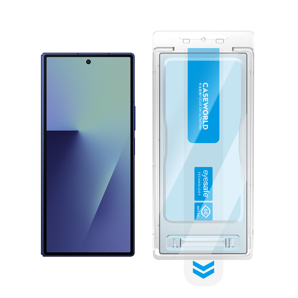 Samsung Galaxy Z Fold 7 Uyumlu CaseWorld Applicator Serisi 2.5D Eyesafe Mavi Işık Teknolojili 0.33mm Temperli Cam Ekran Koruyucu+ Uygulama Aparatı - 4