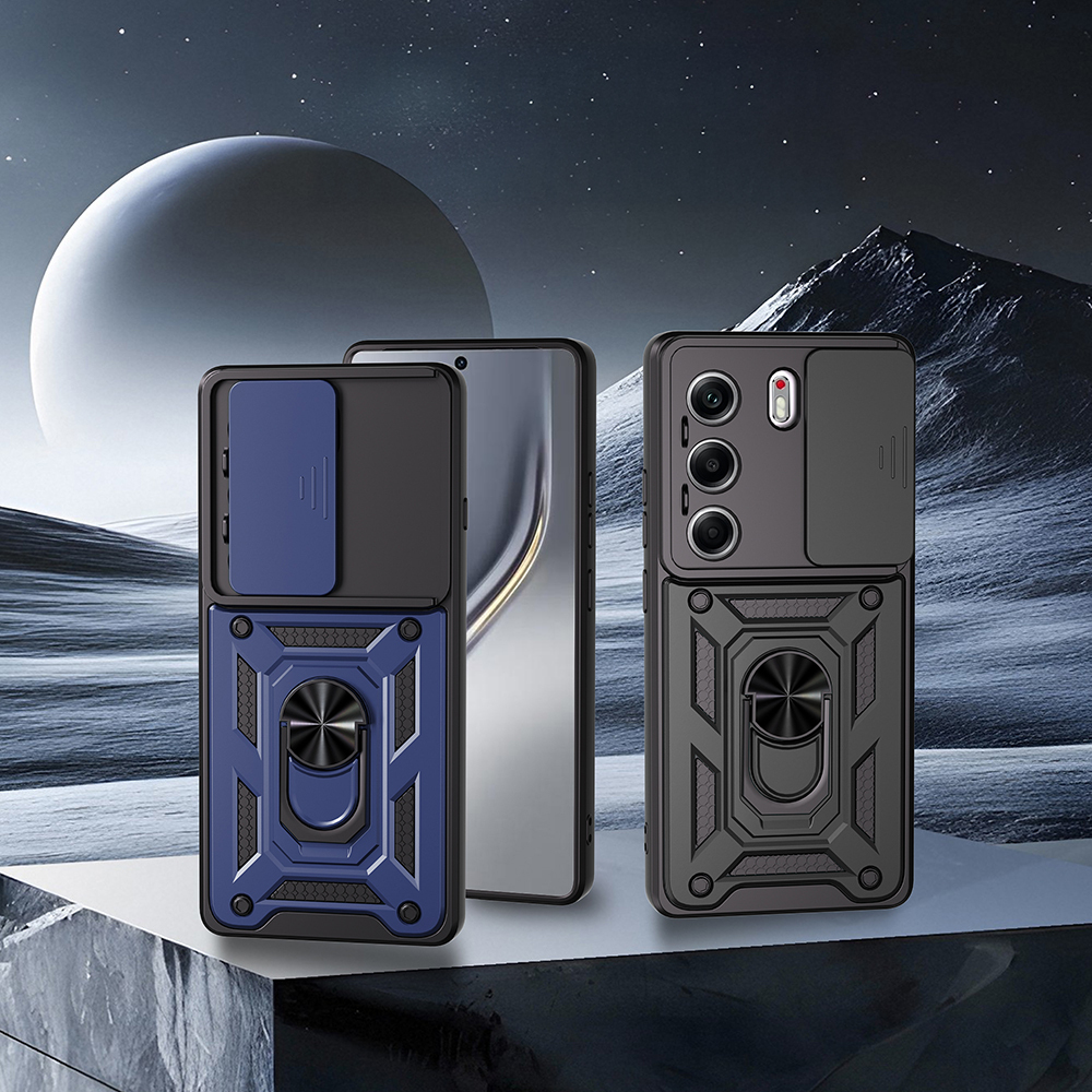 Tecno Camon 40 4G Uyumlu Kılıf Magnetik Standlı Kamera Korumalı Zore Sürgülü Vega Kapak - 1