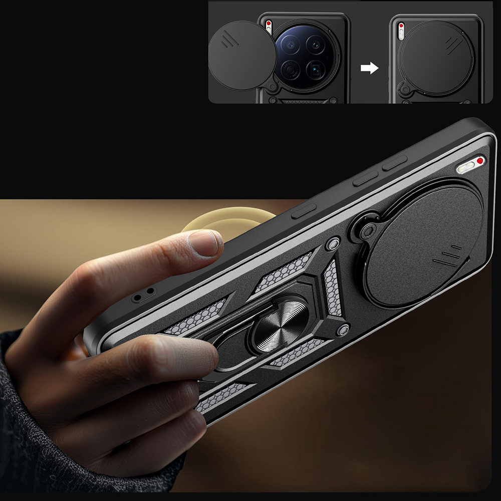 Tecno Camon 40 Premier 5G Kılıf Magnetik Standlı Kamera Korumalı Zore Sürgülü Vega Kapak - 3