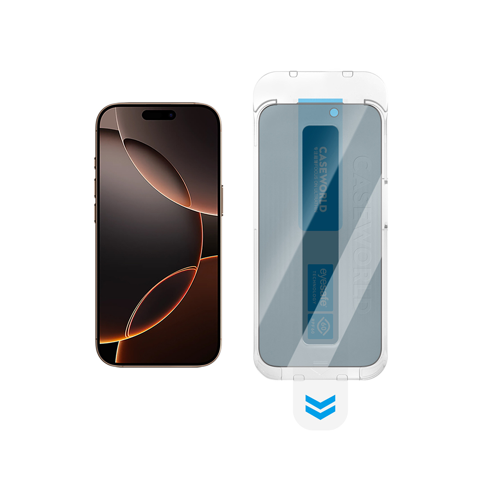 Apple iPhone 17 Air Uyumlu CaseWorld Applicator Serisi 2.5D Eyesafe Mavi Işık Teknolojili 0.33mm Privacy Temperli Cam Ekran Koruyucu + Uygulama Aparatı - 4