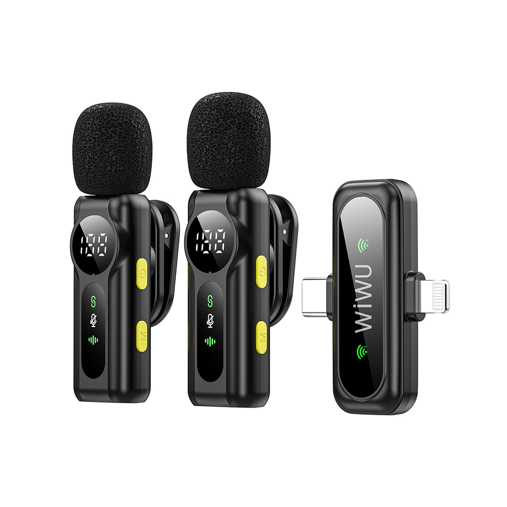 Wiwu Wi-WM007 2in1 Type-C ve Lightning Portlu ANC Özellikli Kablosuz Yaka Mikrofonu - 1