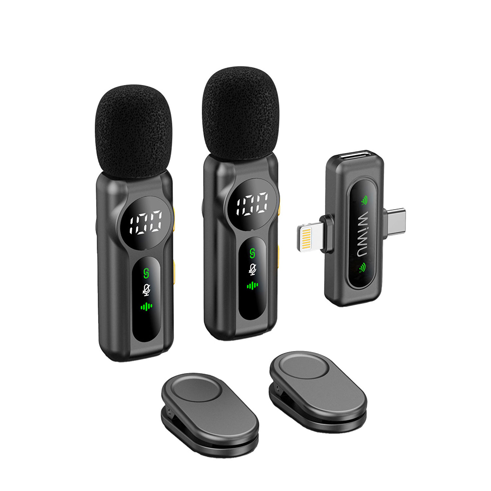 Wiwu Wi-WM007 2in1 Type-C ve Lightning Portlu ANC Özellikli Kablosuz Yaka Mikrofonu - 4