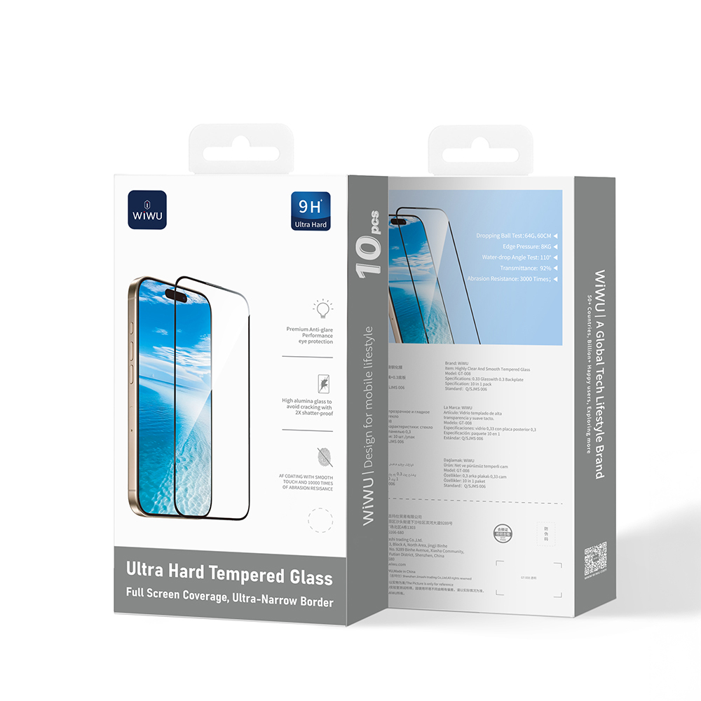 Apple iPhone 17 Pro Uyumlu Wiwu GT-008 Polimer Oleofobik Kaplama Şeffaf Pürüzsüz Temperli Cam Ekran Koruyucu 10'lu Paket - 1