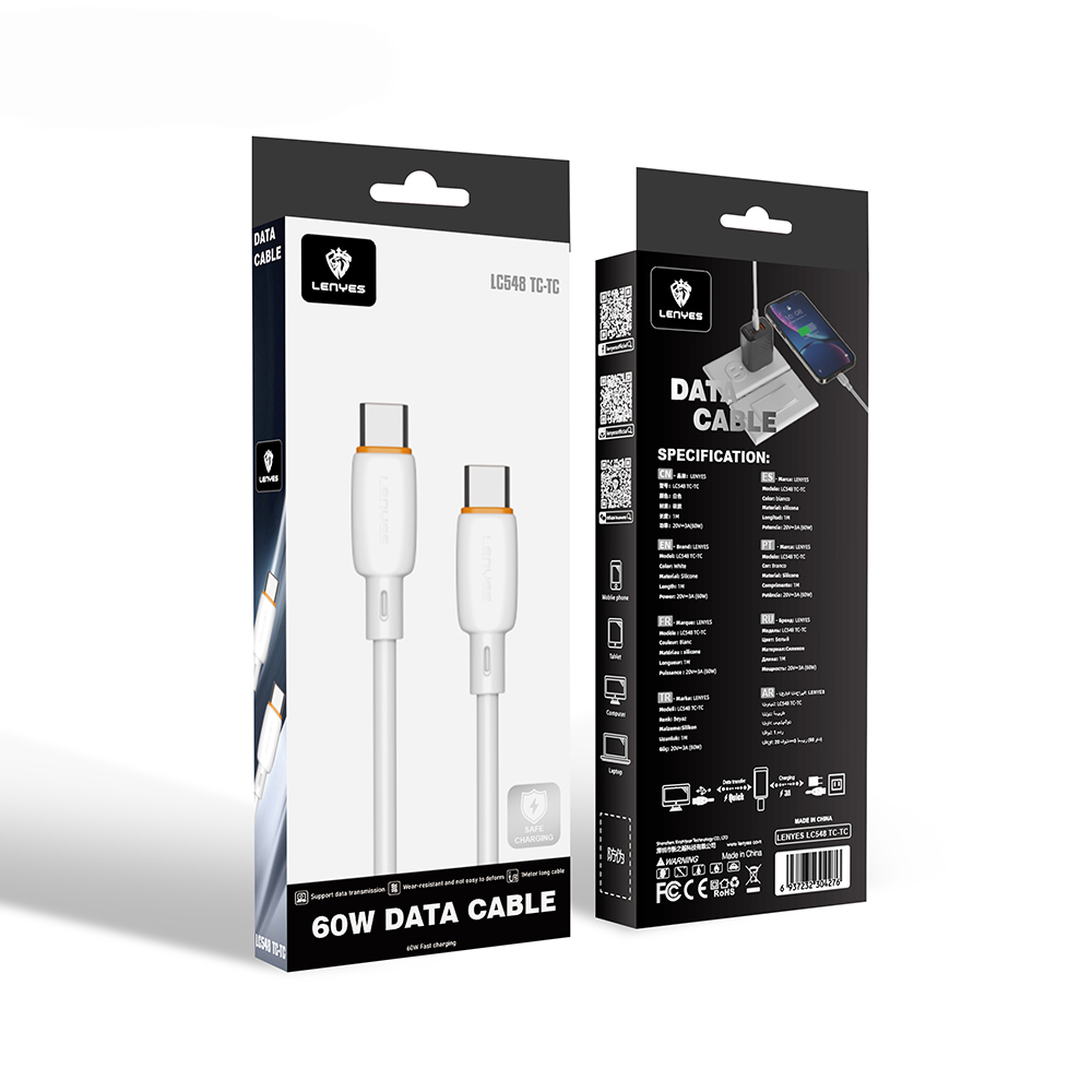 Lenyes LC548-TC-TC Type-C to Type-C Hızlı Şarj Özellikli PD Data ve Şarj Kablosu 60W 1M - 4