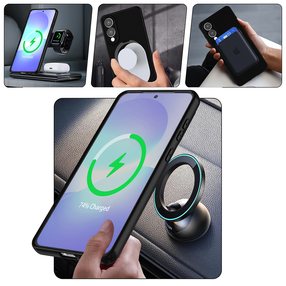 Samsung Galaxy S25 Ultra Uyumlu Kılıf M-safe Şarj Özellikli Standlı Zore Samara Kapak - 4
