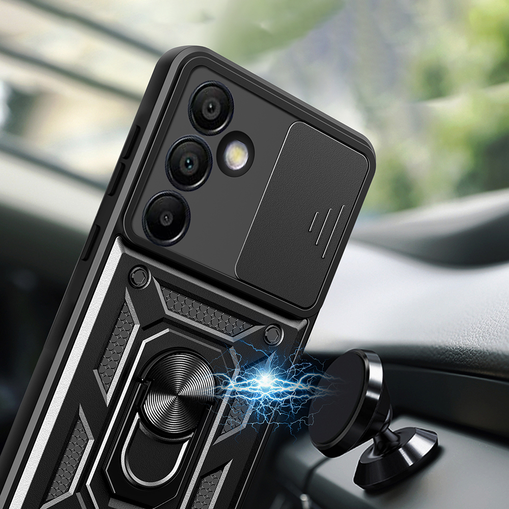 Samsung Galaxy S25 Uyumlu FE Kılıf Magnetik Standlı Kamera Korumalı Zore Sürgülü Vega Kapak - 3