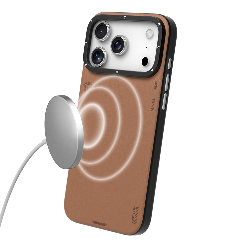 Apple iPhone 17 Pro Uyumlu Kılıf M-safe Şarj Özellikli Basit Mat Deri Desenli Youngkit Tech Fashion Serisi Kapak - 11