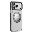 Apple iPhone 17 Pro Max Uyumlu Kılıf M-safe Şarj Özellikli 360 Derece Standlı Basit Mat Deri Desenli Youngkit Tech Leather Serisi Kapak - 3