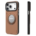 Apple iPhone 17 Pro Max Uyumlu Kılıf M-safe Şarj Özellikli 360 Derece Standlı Basit Mat Deri Desenli Youngkit Tech Leather Serisi Kapak - 4