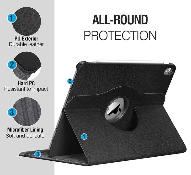 Apple iPad Pro 12.9 2018 Uyumlu (3.Nesil) Zore Dönebilen Standlı Kılıf - 1
