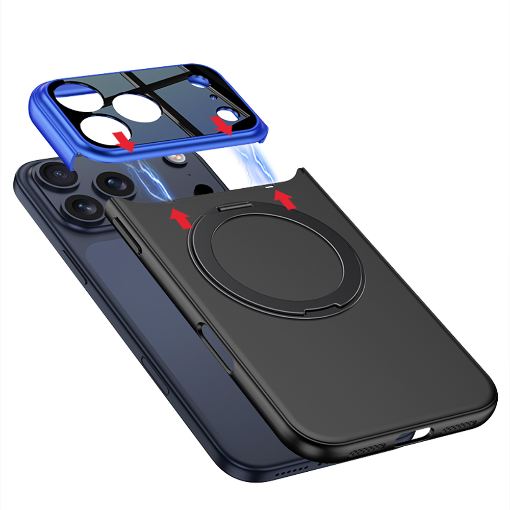 Apple iPhone 17 Pro Max Uyumlu Kılıf M-safe Şarj Özellikli 360 Derece Standlı Çift Parçalı Zore Torino Kapak - 4