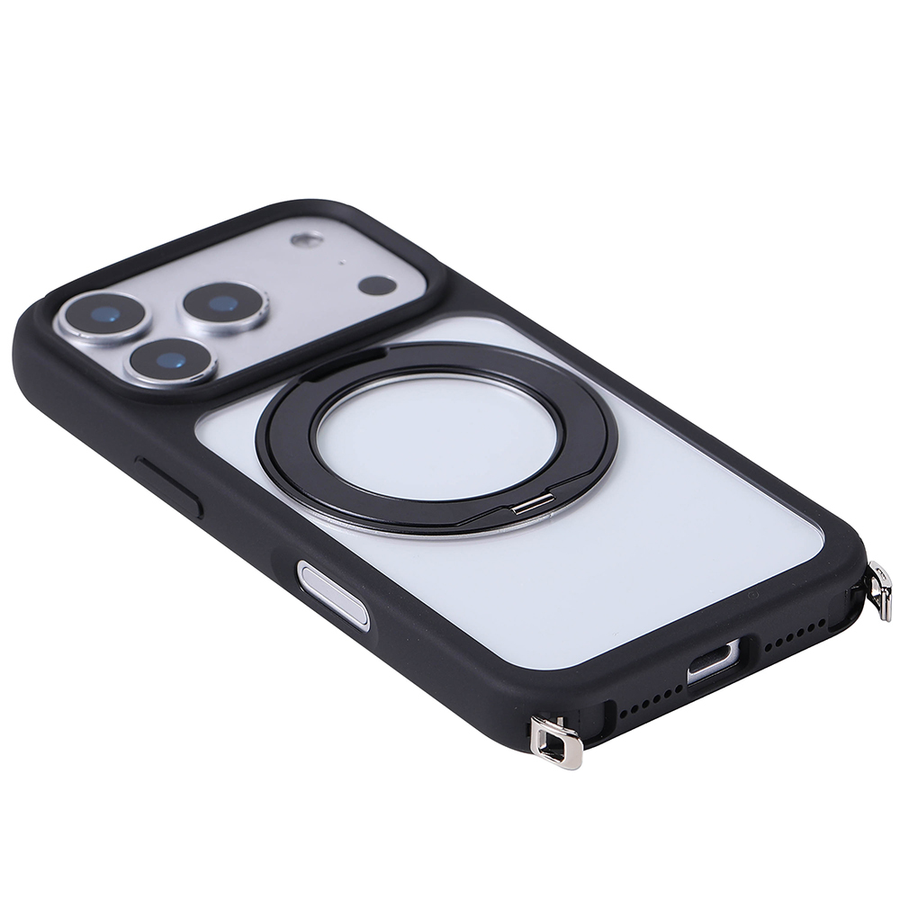Apple iPhone 17 Pro Max Uyumlu Kılıf M-Safe Şarj Özellikli Standlı Zore Piza Silikon Kapak - 1