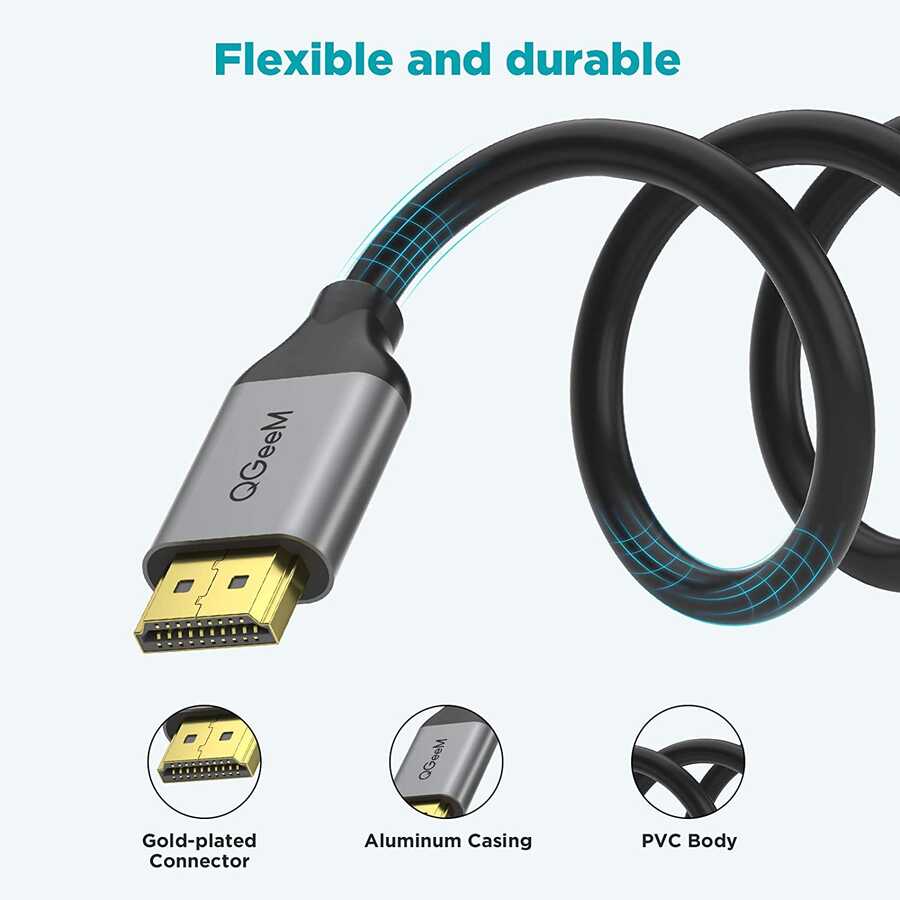 Qgeem QG-AV17 Görüntü ve Ses Aktarıcı HDMI Kablo 2.1 Versiyon 8K HD Kalite 48Gbps 3.05 metre - 5