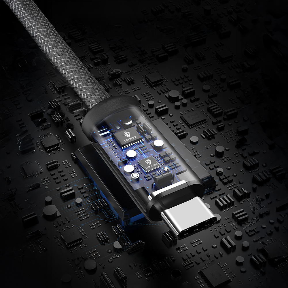 Lenyes LC537 USB-A to Type-C Örgü Tasarımlı Hızlı Şarj Özellikli Data ve Şarj Kablosu 10W 1M - 4