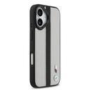 Apple iPhone 17 Uyumlu Kılıf BMW Orjinal Lisanslı M-safe Şarj Özellikli Deri Arka Yüzey Metal Logolu Delikli Şerit Tasarımlı Kapak - 3