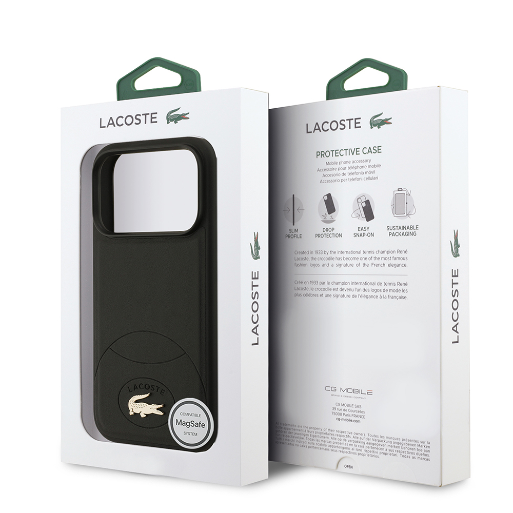 Apple iPhone 17 Pro Uyumlu Kılıf Lacoste Orjinal Lisanslı M-safe Şarj Özellikli PU Deri Tasarımlı Metal Logolu Kapak - 13